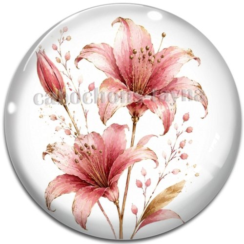 Cabochon fleur exotique – résine ou verre – différentes tailles disponibles