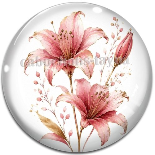Cabochon fleur exotique – résine ou verre – différentes tailles disponibles