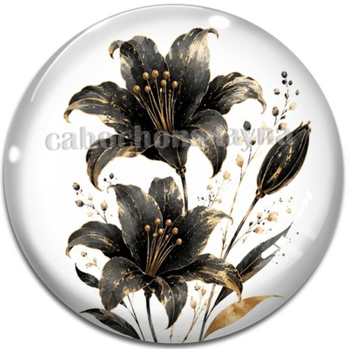 Cabochon fleur exotique – résine ou verre – différentes tailles disponibles