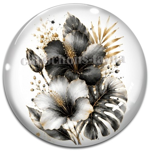 Cabochon fleur exotique – résine ou verre – différentes tailles disponibles