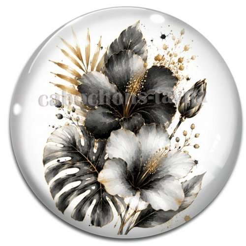 Cabochon fleur exotique – résine ou verre – différentes tailles disponibles