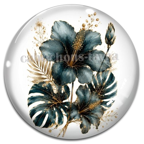 Cabochon fleur exotique – résine ou verre – différentes tailles disponibles