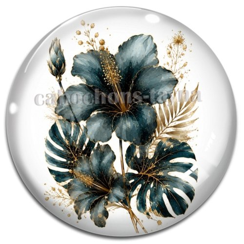 Cabochon fleur exotique – résine ou verre – différentes tailles disponibles