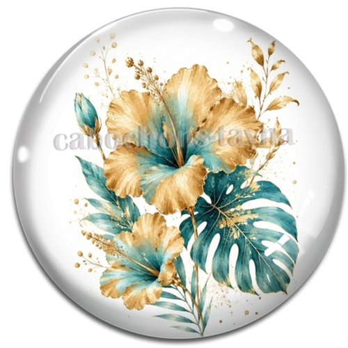 Cabochon fleur exotique – résine ou verre – différentes tailles disponibles