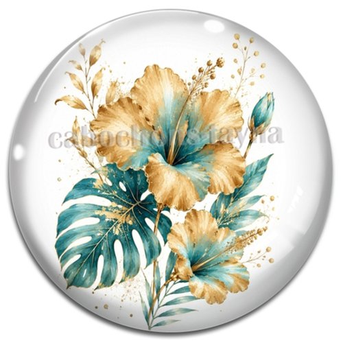 Cabochon fleur exotique – résine ou verre – différentes tailles disponibles