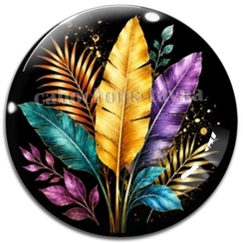 Cabochon feuille, cabochon résine - ou verre rond différente taille