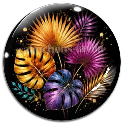 Cabochon feuille, cabochon résine - ou verre rond différente taille