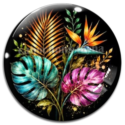 Cabochon feuille, cabochon résine - ou verre rond différente taille