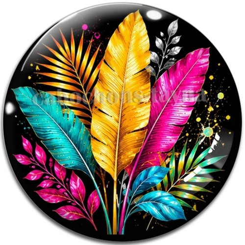 Cabochon feuille, cabochon résine - ou verre rond différente taille