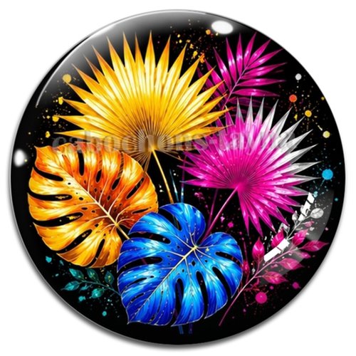 Cabochon feuille, cabochon résine - ou verre rond différente taille