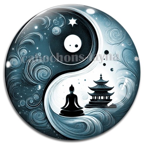 Cabochon bouddha yin yang– résine ou verre – différentes tailles disponibles