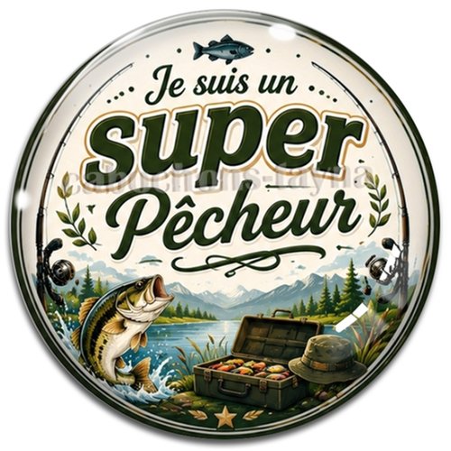 Cabochon je suis un super pêcheur– résine ou verre – différentes tailles disponibles