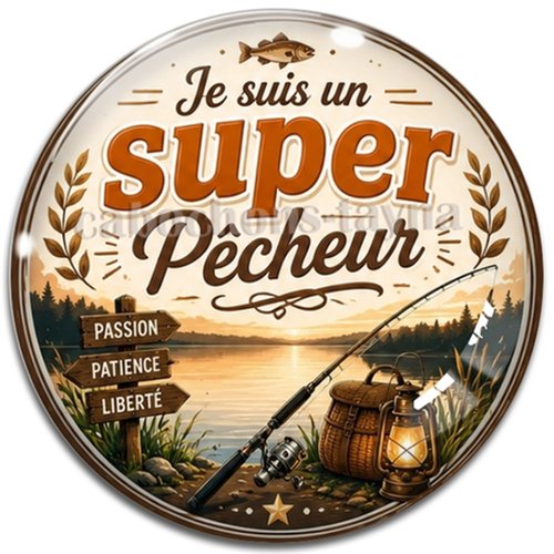 Cabochon je suis un super pêcheur– résine ou verre – différentes tailles disponibles