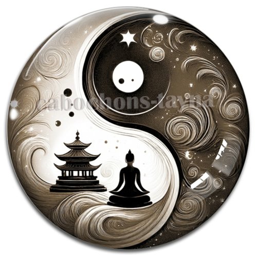 Cabochon bouddha yin yang– résine ou verre – différentes tailles disponibles