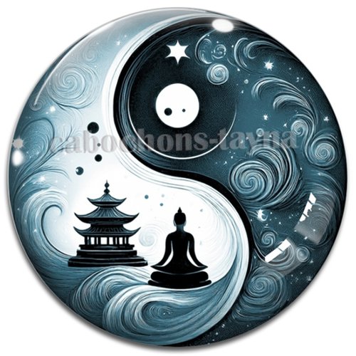 Cabochon bouddha yin yang– résine ou verre – différentes tailles disponibles
