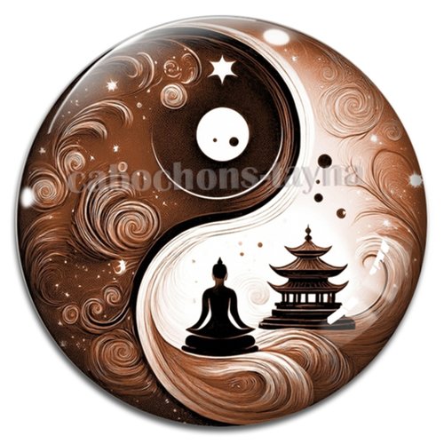 Cabochon bouddha yin yang– résine ou verre – différentes tailles disponibles