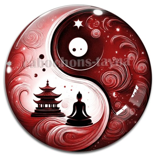 Cabochon bouddha yin yang– résine ou verre – différentes tailles disponibles