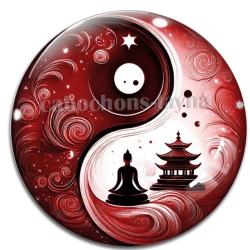 Cabochon bouddha yin yang– résine ou verre – différentes tailles disponibles