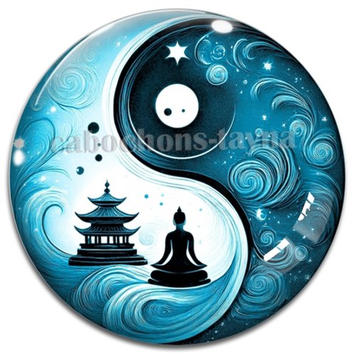 Cabochon bouddha yin yang– résine ou verre – différentes tailles disponibles
