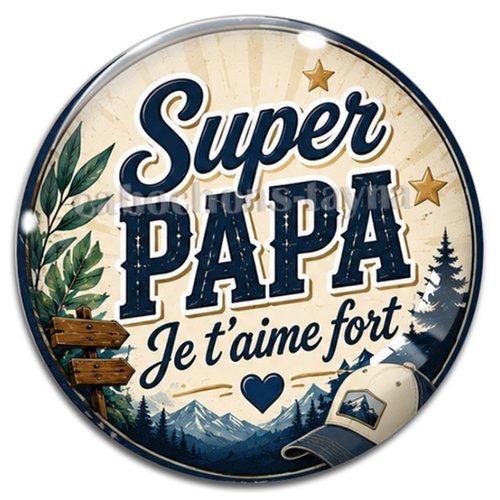 Cabochon super papa– résine ou verre – différentes tailles disponibles