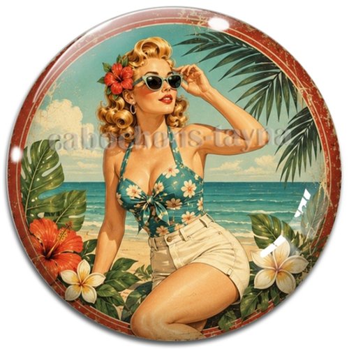 Cabochon pin up – résine ou verre – différentes tailles disponibles
