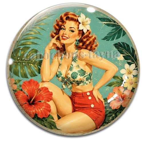 Cabochon pin up – résine ou verre – différentes tailles disponibles