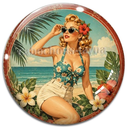 Cabochon pin up – résine ou verre – différentes tailles disponibles