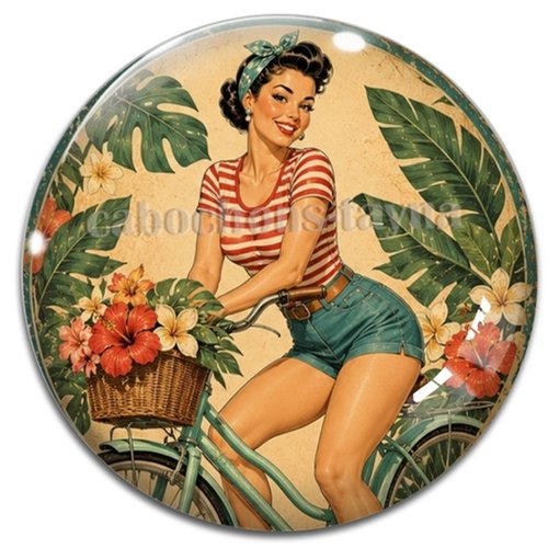 Cabochon pin up – résine ou verre – différentes tailles disponibles