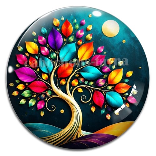 Cabochon arbre de vie, cabochon résine ou verre rond différente taille