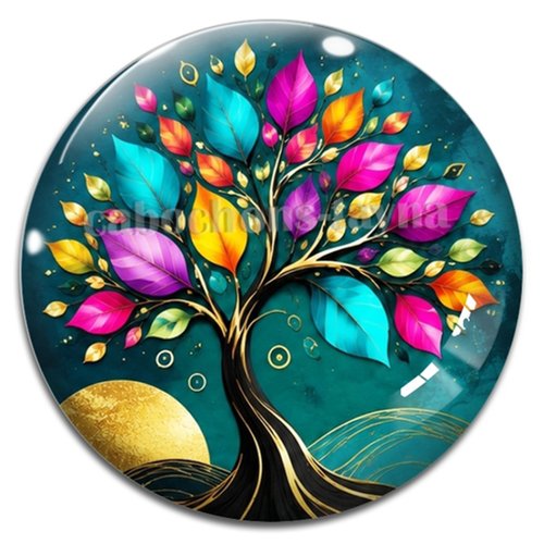 Cabochon arbre de vie, cabochon résine ou verre rond différente taille