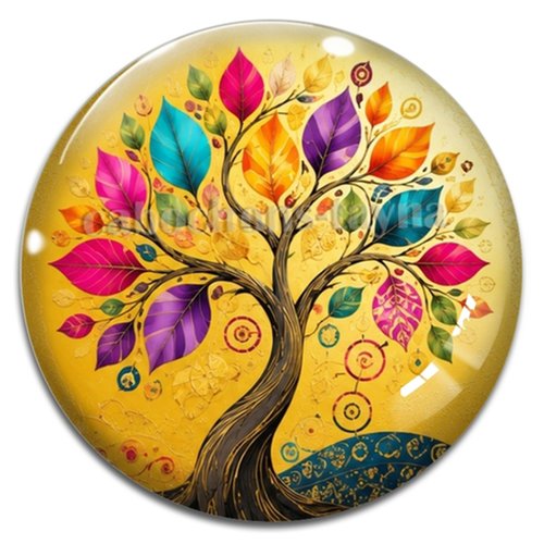 Cabochon arbre de vie, cabochon résine ou verre rond différente taille