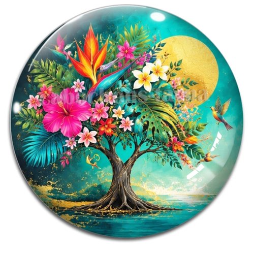 Cabochon arbre de vie, cabochon résine ou verre rond différente taille
