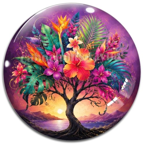 Cabochon arbre de vie, cabochon résine ou verre rond différente taille