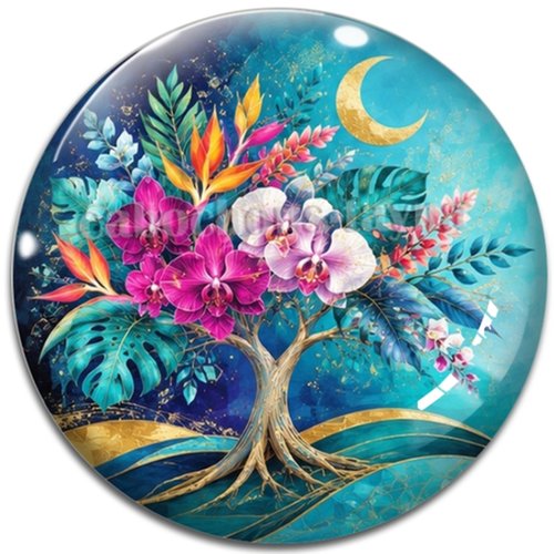 Cabochon arbre de vie, cabochon résine ou verre rond différente taille