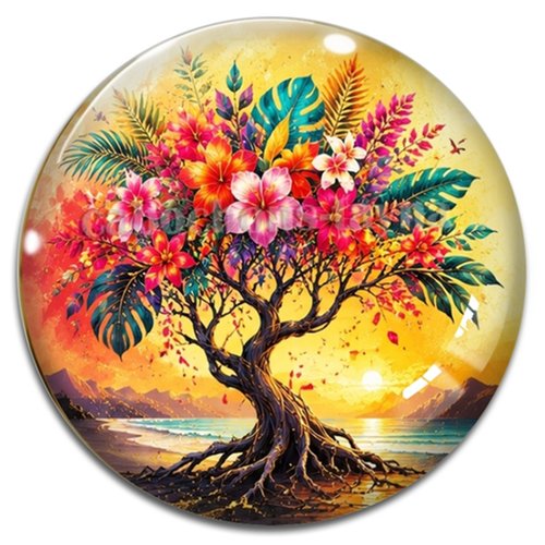 Cabochon arbre de vie, cabochon résine ou verre rond différente taille