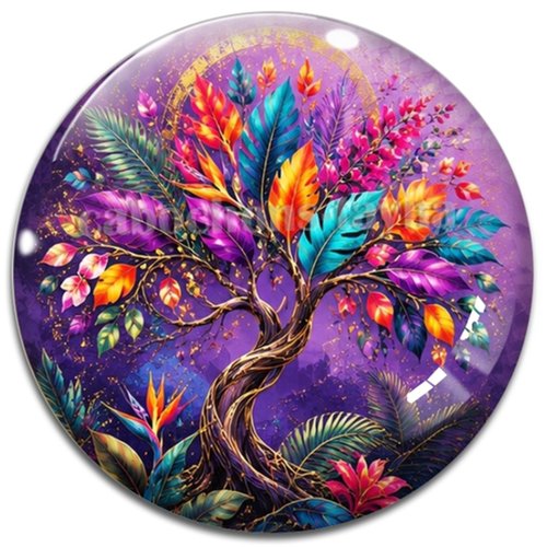 Cabochon arbre de vie, cabochon résine ou verre rond différente taille