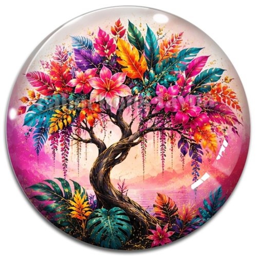 Cabochon arbre de vie, cabochon résine ou verre rond différente taille