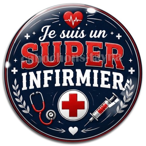 Cabochon super infirmier, cabochon résine - ou verre rond différente taille