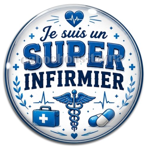 Cabochon super infirmier, cabochon résine - ou verre rond différente taille