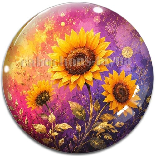 Cabochon tournesol – résine ou verre – différentes tailles disponibles