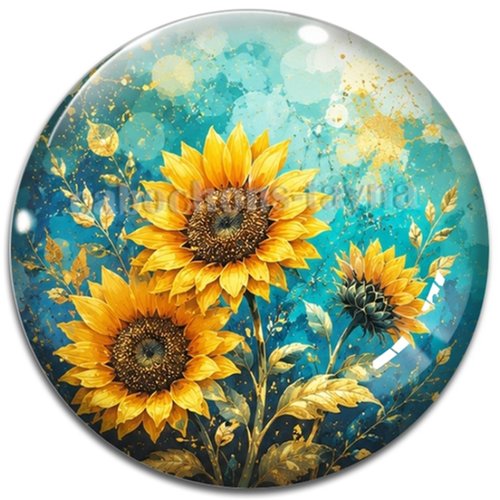 Cabochon tournesol – résine ou verre – différentes tailles disponibles