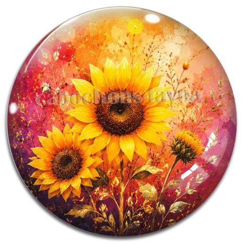 Cabochon tournesol – résine ou verre – différentes tailles disponibles