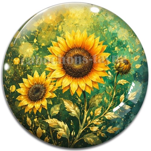 Cabochon tournesol – résine ou verre – différentes tailles disponibles