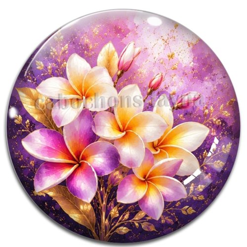 Cabochon fleur frangipanier– résine ou verre – différentes tailles disponibles