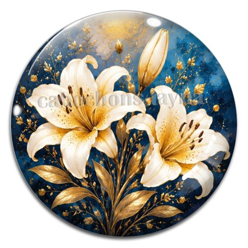 Cabochon fleur lys– résine ou verre – différentes tailles disponibles