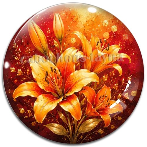 Cabochon fleur lys– résine ou verre – différentes tailles disponibles