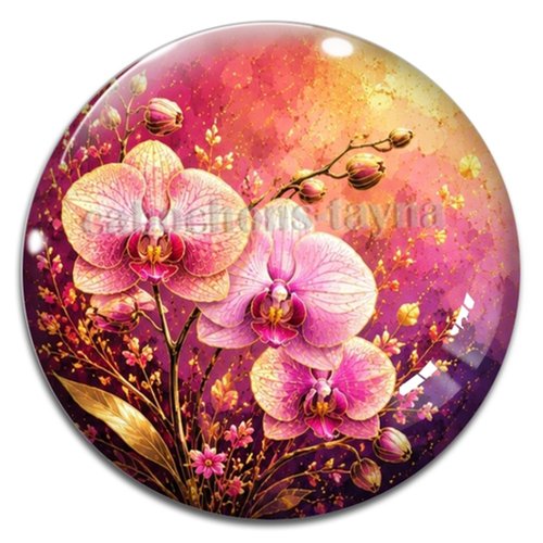 Cabochon fleur orchidée– résine ou verre – différentes tailles disponibles
