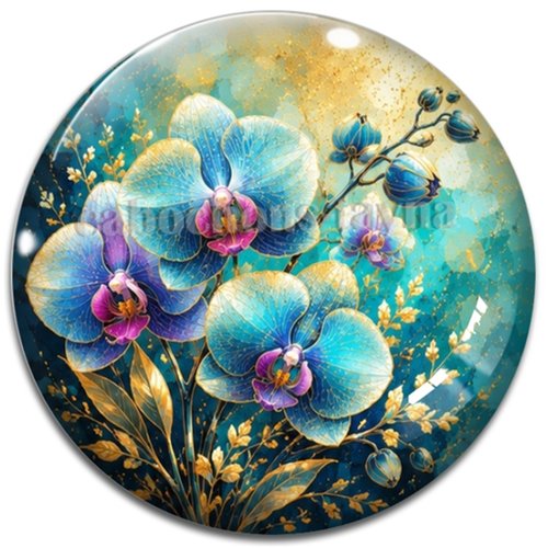 Cabochon fleur orchidée– résine ou verre – différentes tailles disponibles