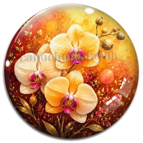 Cabochon fleur orchidée– résine ou verre – différentes tailles disponibles