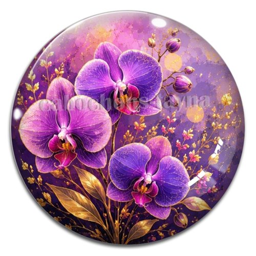 Cabochon fleur orchidée– résine ou verre – différentes tailles disponibles